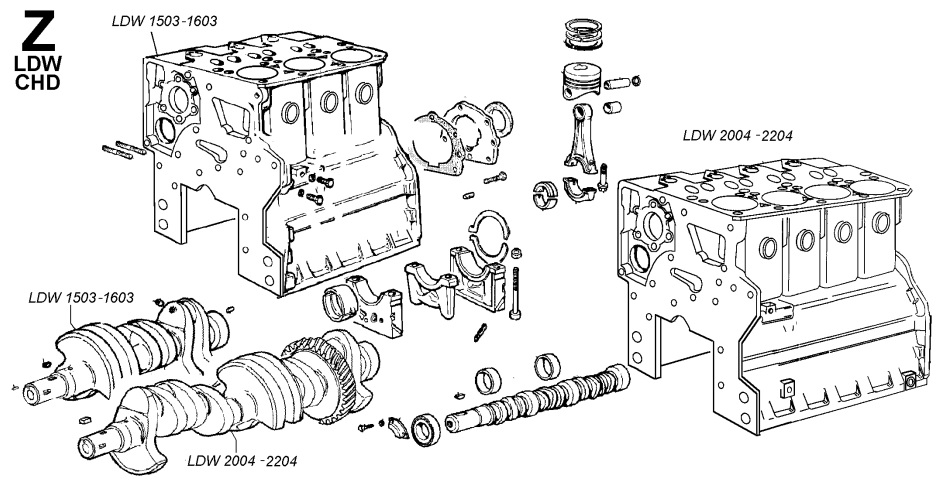 блок двигателя шестерни каталог Lombardini LDW 2204